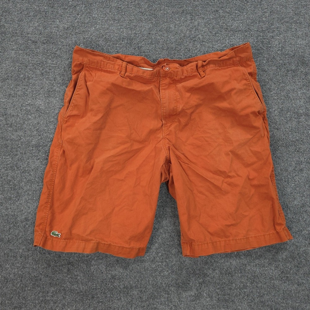 Lacoste Shorts Mens 38 Orange Classic Fit Twill Chino 10in Cotton Casual Golf